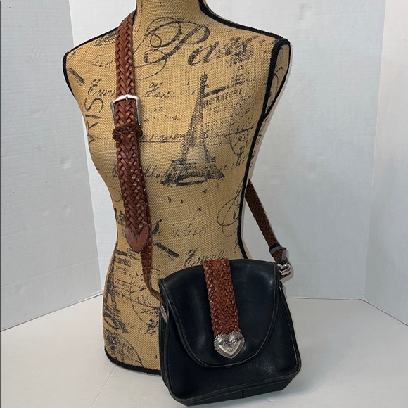 VINTAGE 90’s BRIGHTON LEATHER BRAIDED STRAP CROSSBODY BAG - Picture 2 of 16
